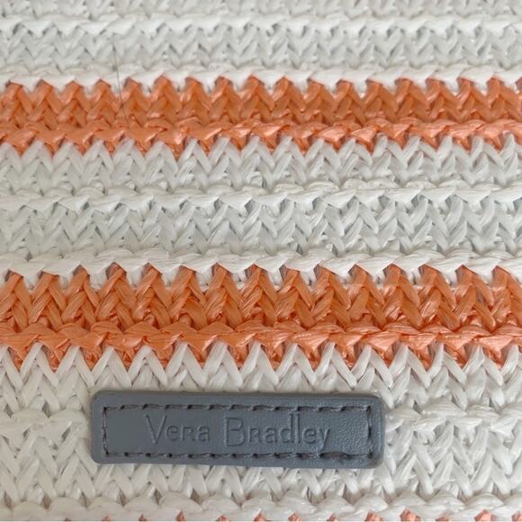 Vera Bradley Sunny Medallion Turtle Orange White Stripe Straw Wristlet NWT - Picture 5 of 6